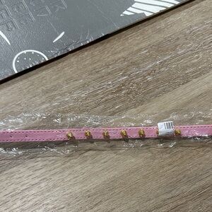Pink dog collar  with Gold Studs and diamond buckle 11-13 in